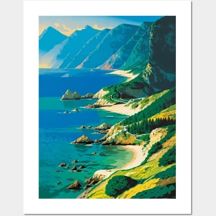 Bird's Eye View of a Coast in the Western US Posters and Art